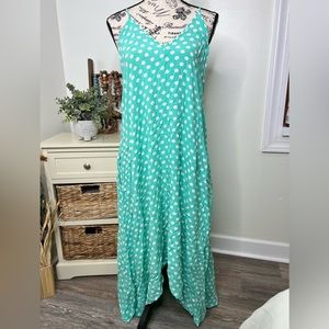 LilBetter Green and White Polka Dot High/Low Dress